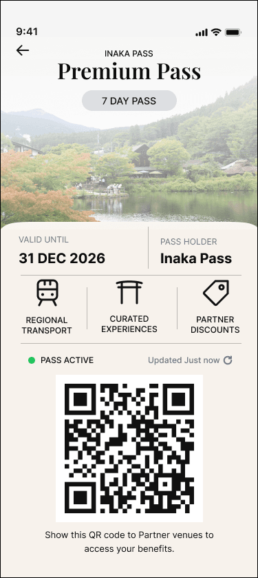 Inaka Pass app — Premium Pass screen